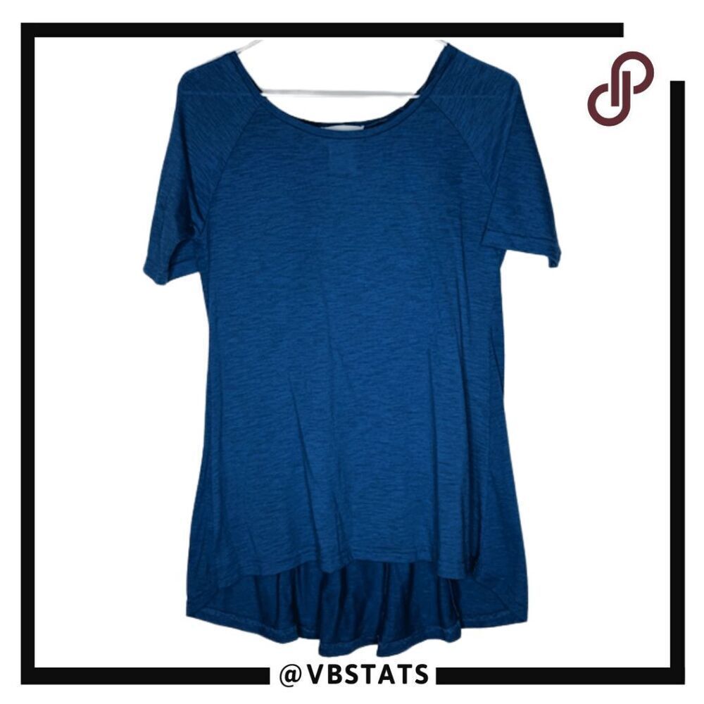 Soft Surroundings Womens Rayon Blend Short Sleeve Soft T-Shirt Blue XS